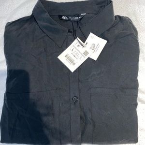 Zara Oversized Button Up Dress Shirt with Pockets